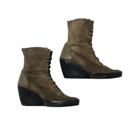 Puma Olive Green Suede Bootie Size 37 - Picture 3 of 12